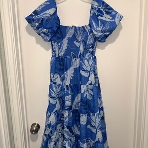 Francesca's Collections Blue and White Smocked Dress